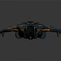 Futuristic 3D Game and Movie Character in Dark Form Fitting Suit With Yellow Accents