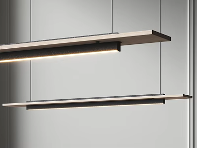 Sleek Modern Pendant Lights With Long Strip Design And LED Lighting Fixture 3d model