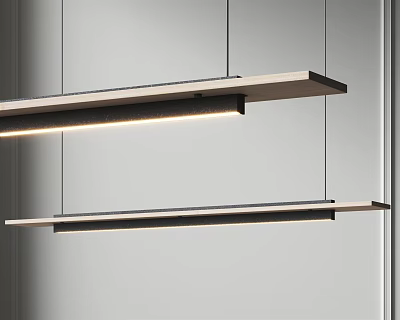 Sleek Modern Pendant Lights With Long Strip Design And LED Lighting Fixture 3d model