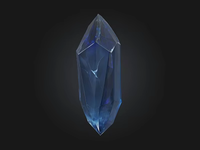 Blue Diamond Shaped Transparent Gemstone With Lustrous Surface On Black Background For Jewelry 3d model
