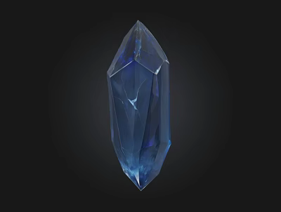 Blue Diamond Shaped Transparent Gemstone With Lustrous Surface On Black Background For Jewelry 3d model