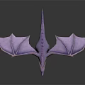 Fantasy Purple Dragon 3D Render With Pink Wings And Orange Belly