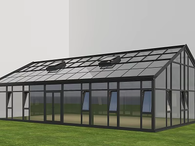 Modern Black Aluminum Frame Glass Sunroom With Multiple Ventilation Windows For Residential Outdoor Areas 3d model
