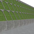 Green Arch Sculpture With Lush Plant Covered Arches Concrete Base And Stone Pavement