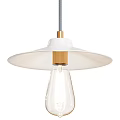 Sleek Modern Pendant Light With White Shade Gold Base And Transparent Bulb For Interior