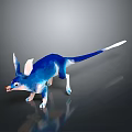 Blue Fantasy Creature 3D Character With Large Ears Long Tail And Red Nose 3d model