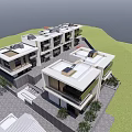 Modern Multi Storey Residential Building With Green Lawn Trees Parking And Courtyard