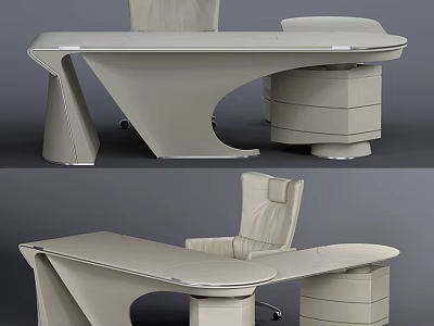 Sleek Modern Light Luxury Executive Office Desk And Ergonomic Leather Chair Combination For Business Workspace 3d model