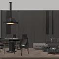 Modern Entertainment Table In Stylish Living Interior With Wooden Wall And Lighting