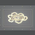 Unique shaped Pendant Light Featuring Illuminated Cloud like Floral Design Square Frame and Golden Border
