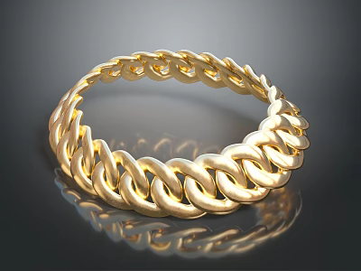 Stylish Gold Chain Bracelet With Shiny Metal Links For Fashion Jewelry 3d model
