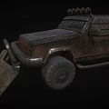 Rugged Off Road Vehicle Featuring Spiked Front Plow and Roof Mounted Spotlights