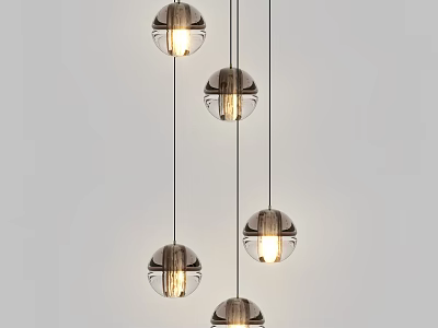 Modern Multiple Spherical Glass Chandelier Design With Hanging Lighted Orbs 3d model