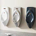 Three Modern Urinals Mounted on Wall in White Light Grey Dark Grey with Light Wall