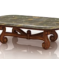 Classic Gray Tufted Sofa Set With Marble Top Coffee Table And Carved Wooden Legs