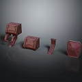 Four Red Block Shaped Character Creature Design Components With Different Structures