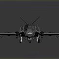 Futuristic 3D Model Flying Vehicle With Gray Streamlined Body Rotors Transparent Cockpit And Landing Gear