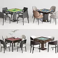 Modern Entertainment Table Design With Comfortable Chairs And Stylish Colorful Tabletops