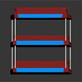Three Tier Multilayer Storage Shelf With Red Frame And Blue Shelves