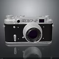 Vintage FED 2 Electronic Camera With White Black Body Lens Control Buttons And Reflection