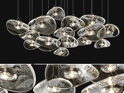 Modern Transparent Glass Pendant Lights With Unique Cloud Shaped Design For Interior Illumination 3d model
