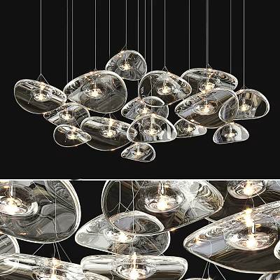 Modern Transparent Glass Pendant Lights With Unique Cloud Shaped Design For Interior Illumination 3d model