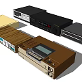 Vintage Electronic Devices with Various Designs Colors and Functional Panels 3d model