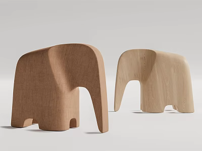 Elegant Elephant Shaped Sofa Stools In Brown And Wooden Design For Living Room Decor 3d model