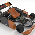 Orange And Black Racing Go Kart With Bucket Seat Large Wheels And Reinforced Frame