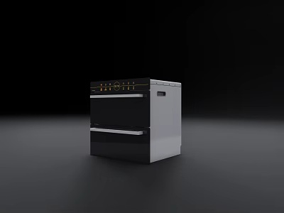 Modern Double Door Oven Kitchen Appliance With Stainless Steel Finish And Control Panel 3d model