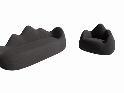 Modern Abstract Shaped Sofa With Curved Design And Soft Fabric Upholstery 3d model