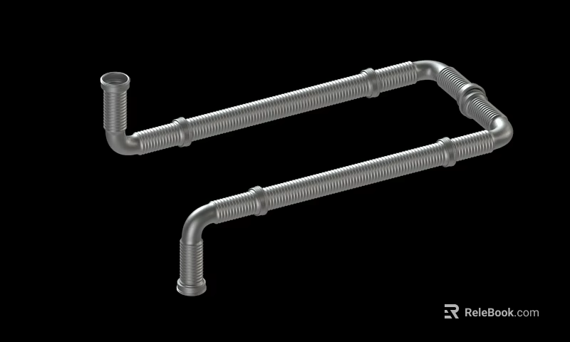 Two Metal Corrugated Curved Pipes for Plumbing System Installation Design 3d model 