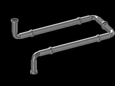 Two Metal Corrugated Curved Pipes for Plumbing System Installation Design 3d model