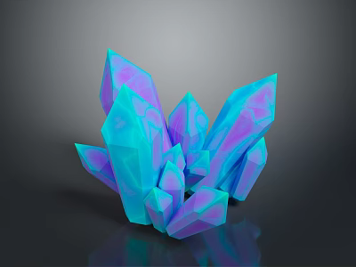 3D Rendered Turquoise Purple Crystal Cluster With Polyhedral Shapes And Glossy Surface 3d model