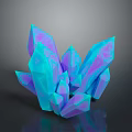 3D Rendered Turquoise Purple Crystal Cluster With Polyhedral Shapes And Glossy Surface