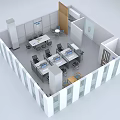 Spacious Modern Office Interior With Workstations Computers Chairs Partition And Windows 3d model