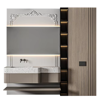 modern sink bathroom cabinet 3d model