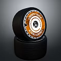Black Stacked Car Tires Featuring Liberty Walk Brand Logo Design