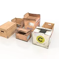Practical Open Cardboard Boxes for Household Items Storage with Various Sizes and Labels 3d model
