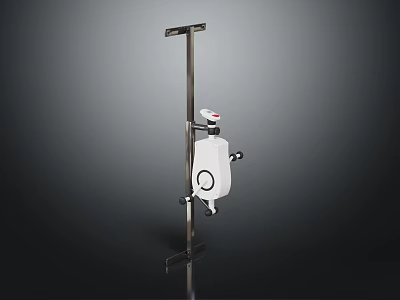 Adjustable Silver Metal Sports Equipment With White Square Device And Red Button Design 3d model