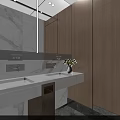 Modern Office Corridor Featuring Blue Wall Reception Desk Hanging Pendant Lights And Glass Door