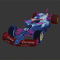 Black and White Chronos Formula 1 Race Car with STC Sponsorship and Colorful Wheels