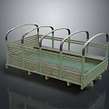 Light Green Metal Transport Cart With Curved Handrails And Industrial Wheels