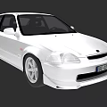 White Modified Hatchback Car With Sporty Alloy Wheels And Front Bumper 3d model