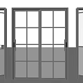 Modern Glass Doors With Black Frame And Transparent Panel Design 3d model