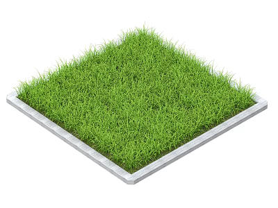 Fresh Green Grass Lawn With Square Gray Border And Natural Texture 3d model