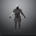 Warrior Character In Gray Brown Armor With Detailed Design And White Head