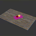 Fresh Flowers And Pumpkins On Rustic Wooden Board With Cutting Tools 3d model