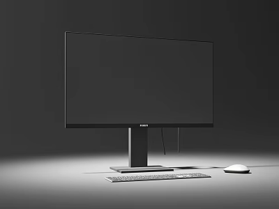Modern Computer Monitor Setup With Keyboard Mouse Sleek Stand And Minimalist Design 3d model
