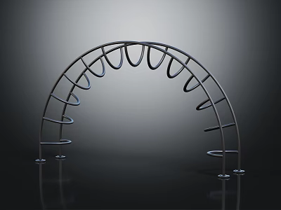 Metal Arched Fitness Equipment with Circular Rings and Stable Support Legs 3d model